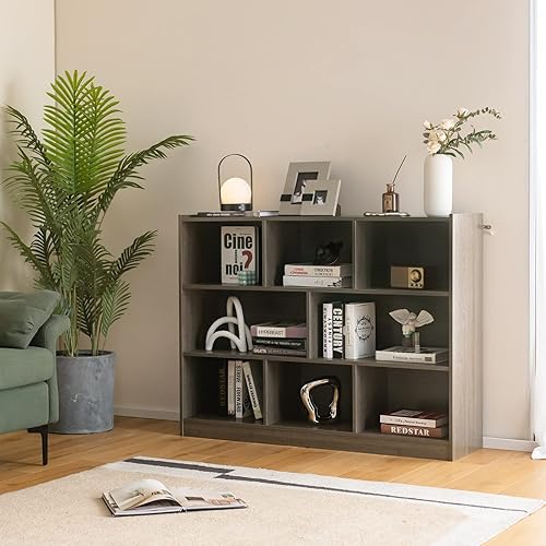 Miniatura 9 de LOKO Estantería abierta de 3 niveles, estantería de madera blanca para dormitorio, sala de estar y habitación de los niños, estantería de 8 cubos,