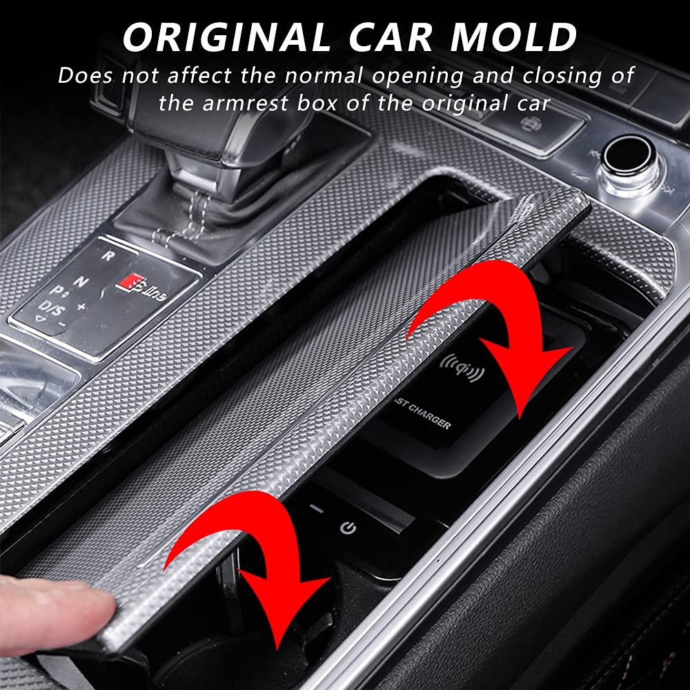 Cargador Inalámbrico Coche para Audi A6 S6 RS6 2019-2022 A7 S7 RS7 2020 2022 Panel de Accesorios de la Consola Central, 15W Carga Rápida Teléfono Cargador con USB Puerto para iPhone Samsung