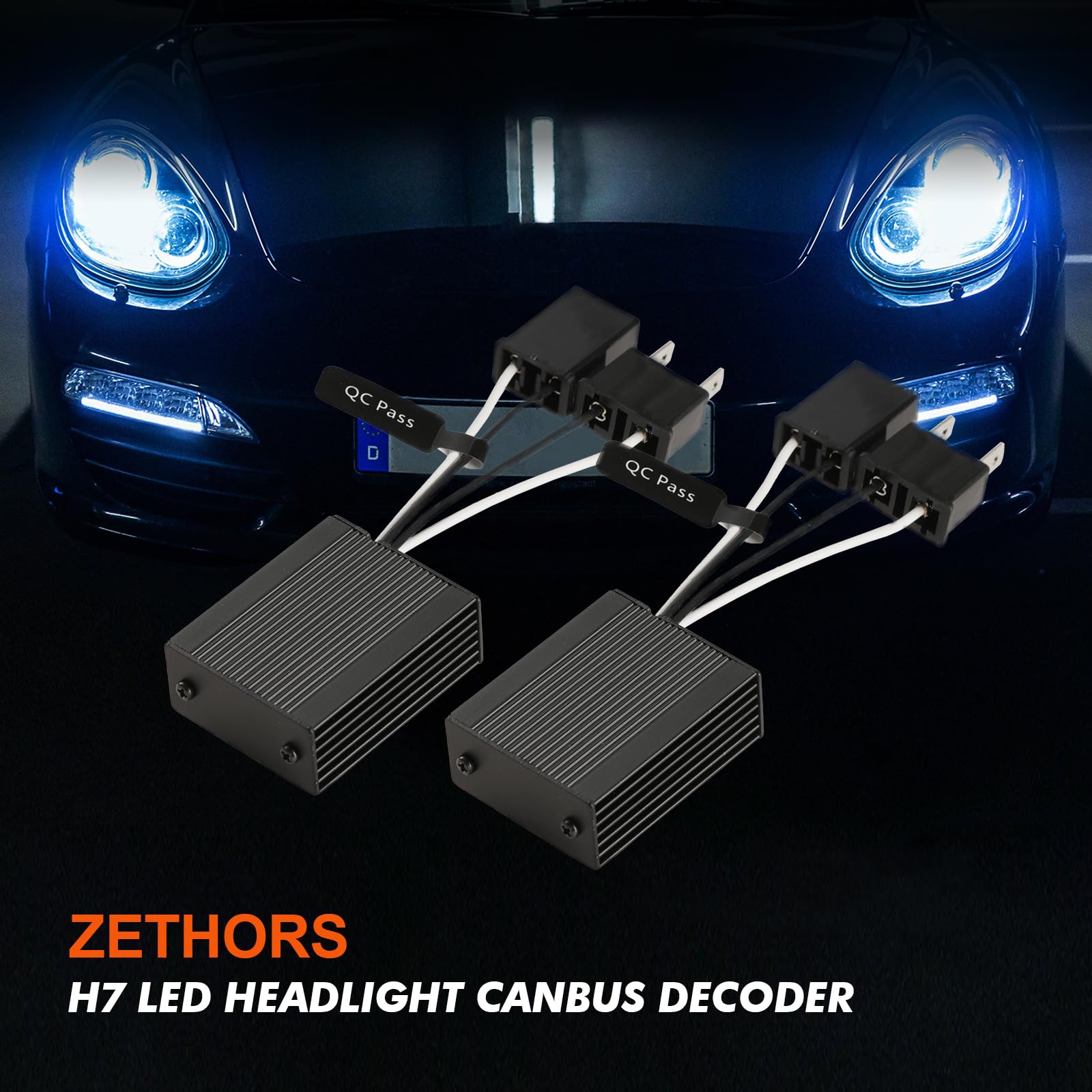 Zethors H7 Canbus Decodificador Sin Errores Bombillas Coche Resistor Decodificadores para H7 LED Faro Anti-parpadeo Adaptador Arnés Advertencia Cancelador Condensadores Kit de Conversión