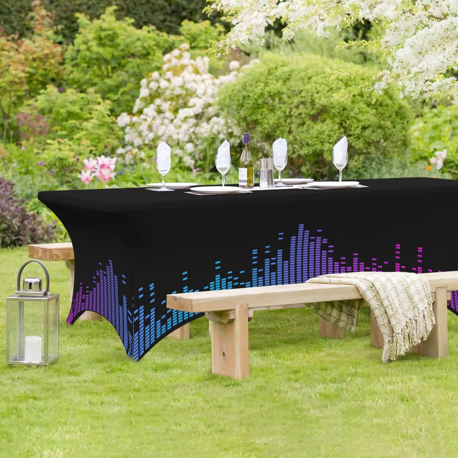 Tovaglia da DJ personalizzata con logo aziendale, tovaglia personalizzata in poliestere spandex elasticizzato per tavoli da 1,2 m/1,8 m, tovaglia personalizzata per feste, matrimoni, fiere, eventi