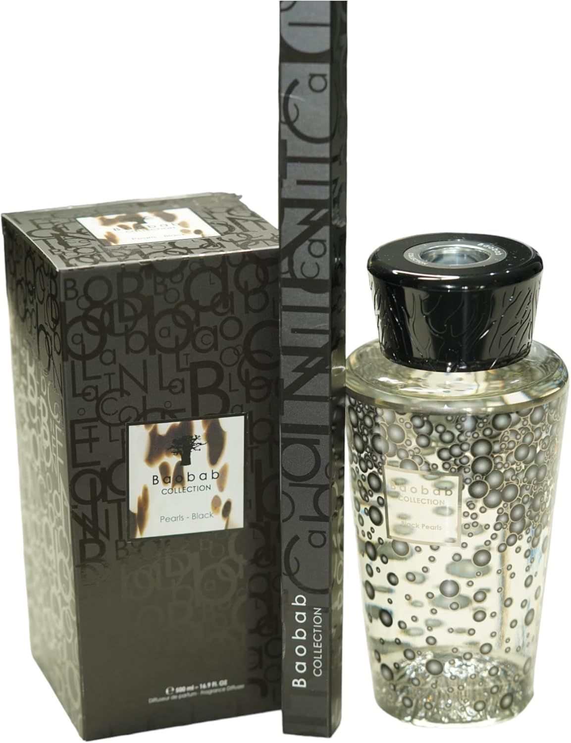 Baobab Collection Diffuser Pearls Black, Ginger-Rose-Grapefruit, Elegant Luxurious French Home Fragrance, Perfect Home Accent & Gift, 16.9 fl.oz./500 ml.