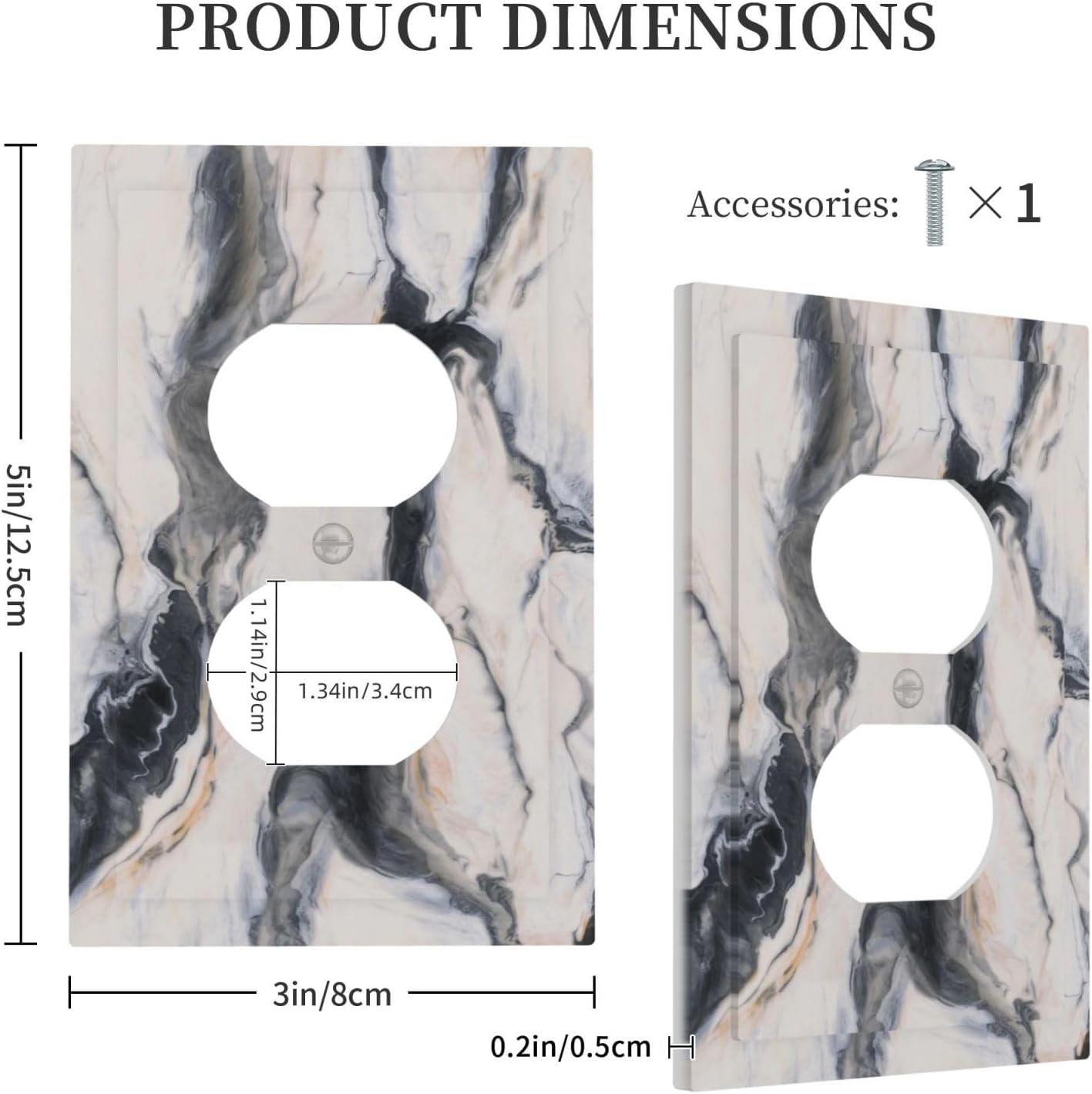 Abstract Marble Textured Modern Luxury Print Outlet Covers 1 Gang Duplex Light Switch Cover Decorative Switch Plates Electrical Receptacle Faceplate Wall Plate for Bathroom Kitchen Decor