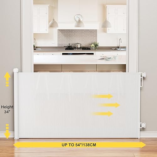 Miniatura 3 de probebi - Puertas retráctiles para bebés, para puertas, escaleras, se extiende hasta 54 pulgadas de ancho y 34 pulgadas de alto, puerta de malla