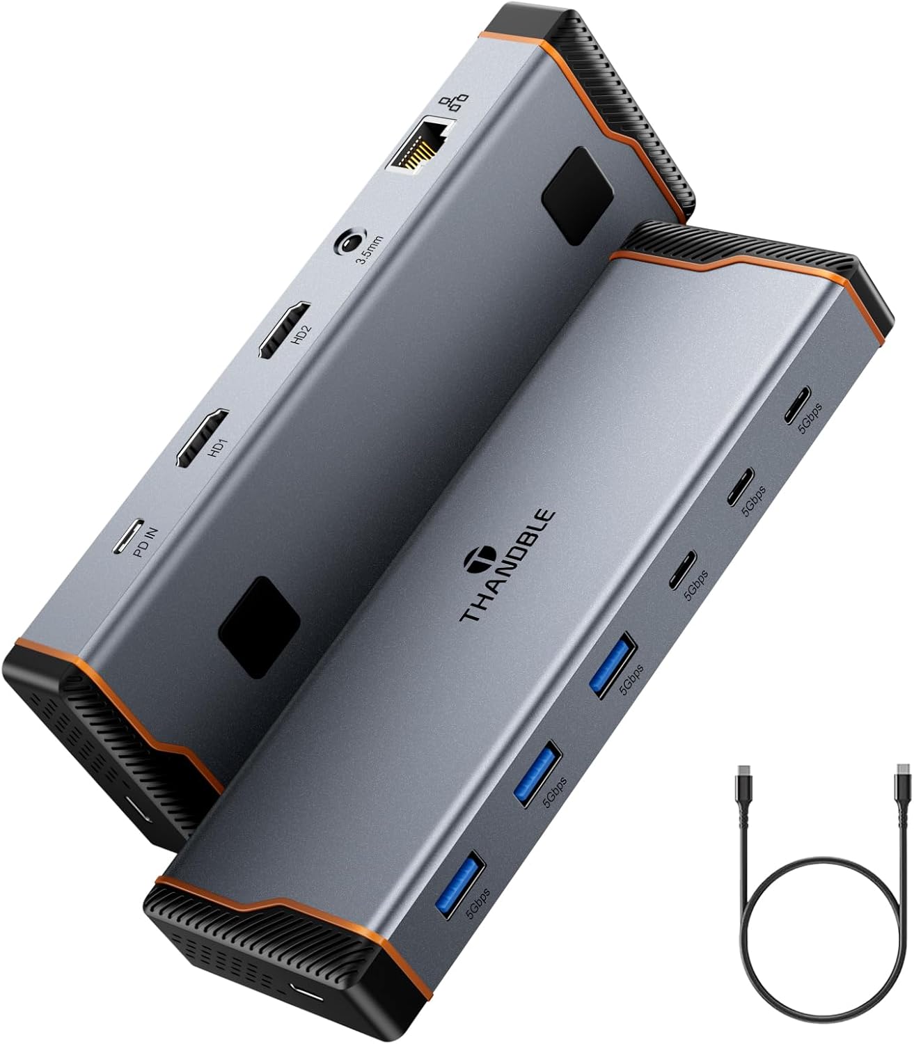 12 in 1 Docking Station Dual Monitor,USB C Docking Station with 2 HDMI 4K60Hz, 6 USB A/C 3.0, 100W PD, 1000Mbps Ethernet, 3.5MM Audio, USBC Hub Multiple Adapter for MacBook, Dell, HP and More