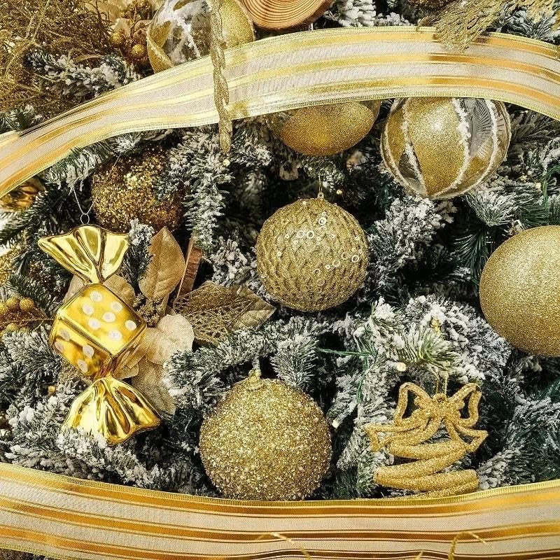 Juego Bolas Navidad Pintadas con Lentejuelas,Dorado Plateado Decoración(A-White-8cm)