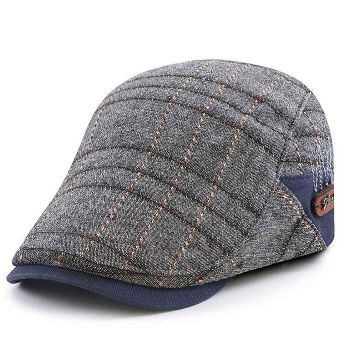 JNKET Fashion Splicing Duckbill Cap Men Women Flat Cap Casual Driving Cap Newsboy Hats (US, Alpha, One Size, Medium, Dark Grey)