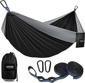 Kootek Camping Hammock 500 lbs Capacity, Portable Hammocks with Tree Straps & Attached Carry Bag, Camping Essentials Gear, Perfect for Outside Indoor Hiking Beach Backpack Travel