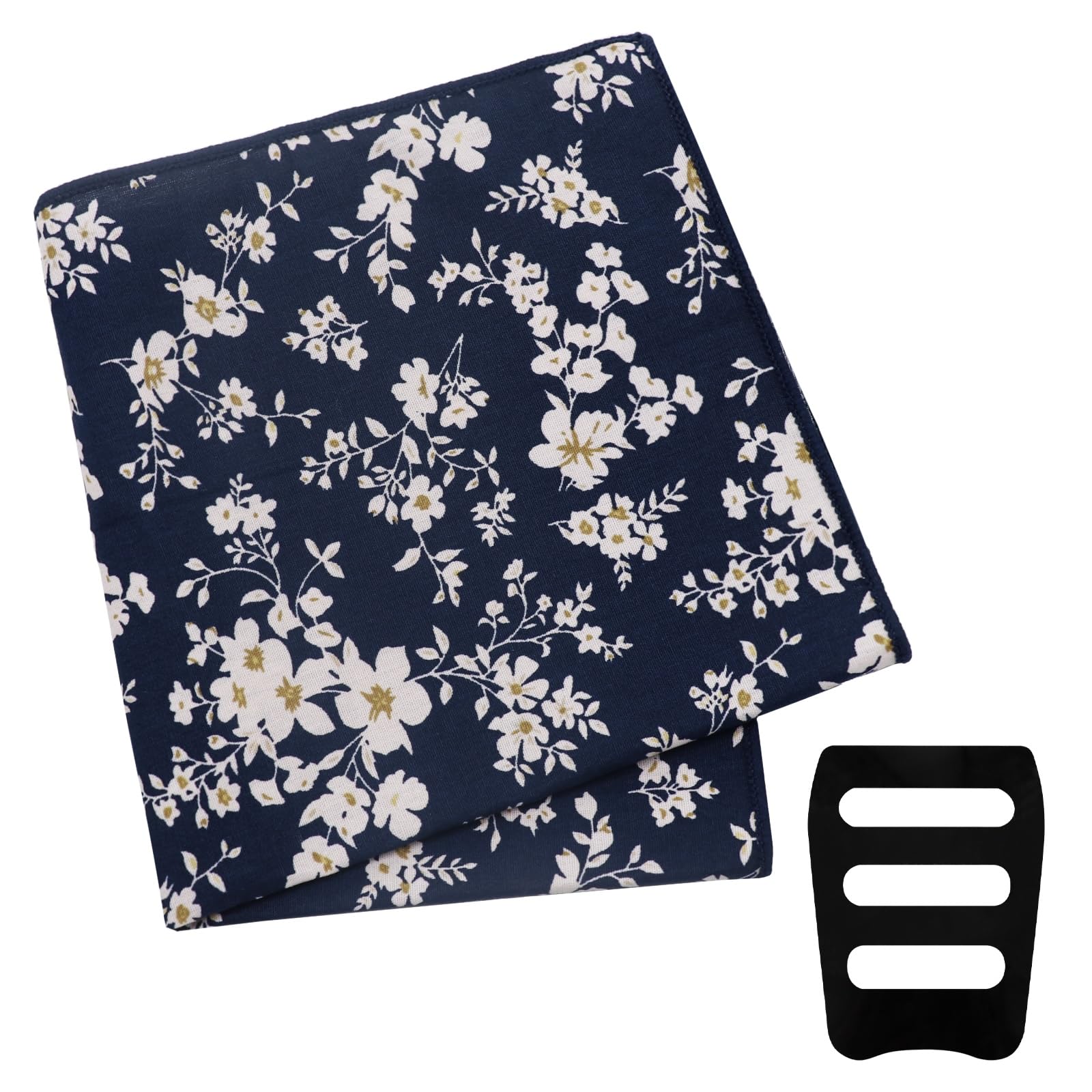 Floral Pocket Squares for Men with Holder Printed Flower Mens Handkerchief Cotton Suit Pocket Hanky for Wedding