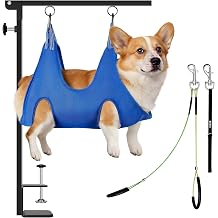 Dog Grooming Table Arm with Hammock, Adjustable Height 26"-40" Heavy Duty Grooming Arm for Dogs, No-Sit Haunch Holders & Loop Noose for Small Medium Dogs at Home or Salon