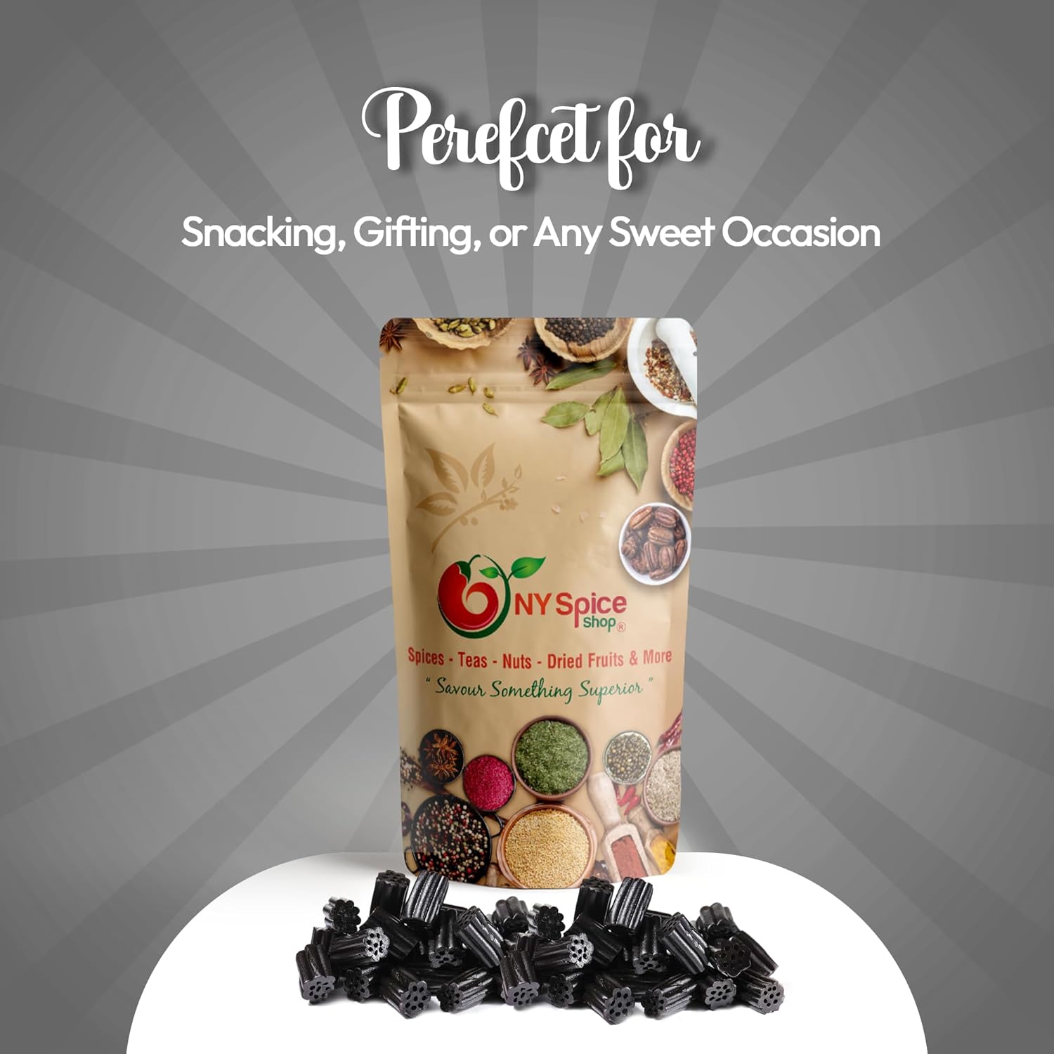 NY SPICE SHOP Black Licorice Bars - 3 Pound Soft Black Candies Bites - Dark Color Delicious Candy