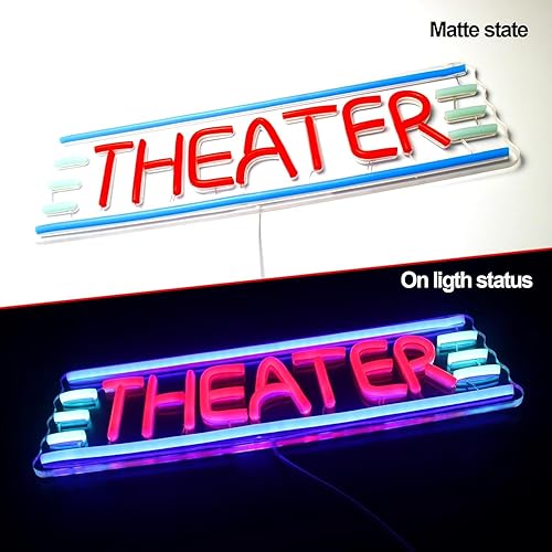 Miniatura 4 de Letrero de neón de teatro, letrero LED alimentado por USB, luz nocturna retro para decoración de cine en casa, fondos de escenario, cafeterías,