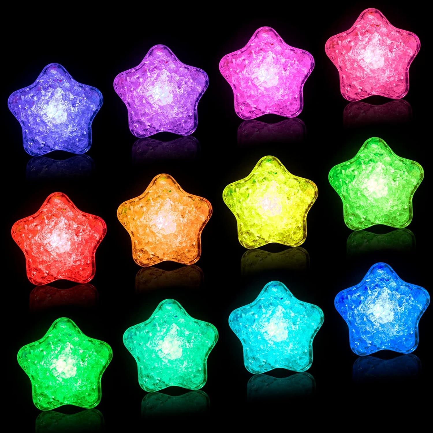 Light Up Bath Toys, 12PCS Colorful Stars Bath Toys, Kids Bath Toy with Led Sensory Lights