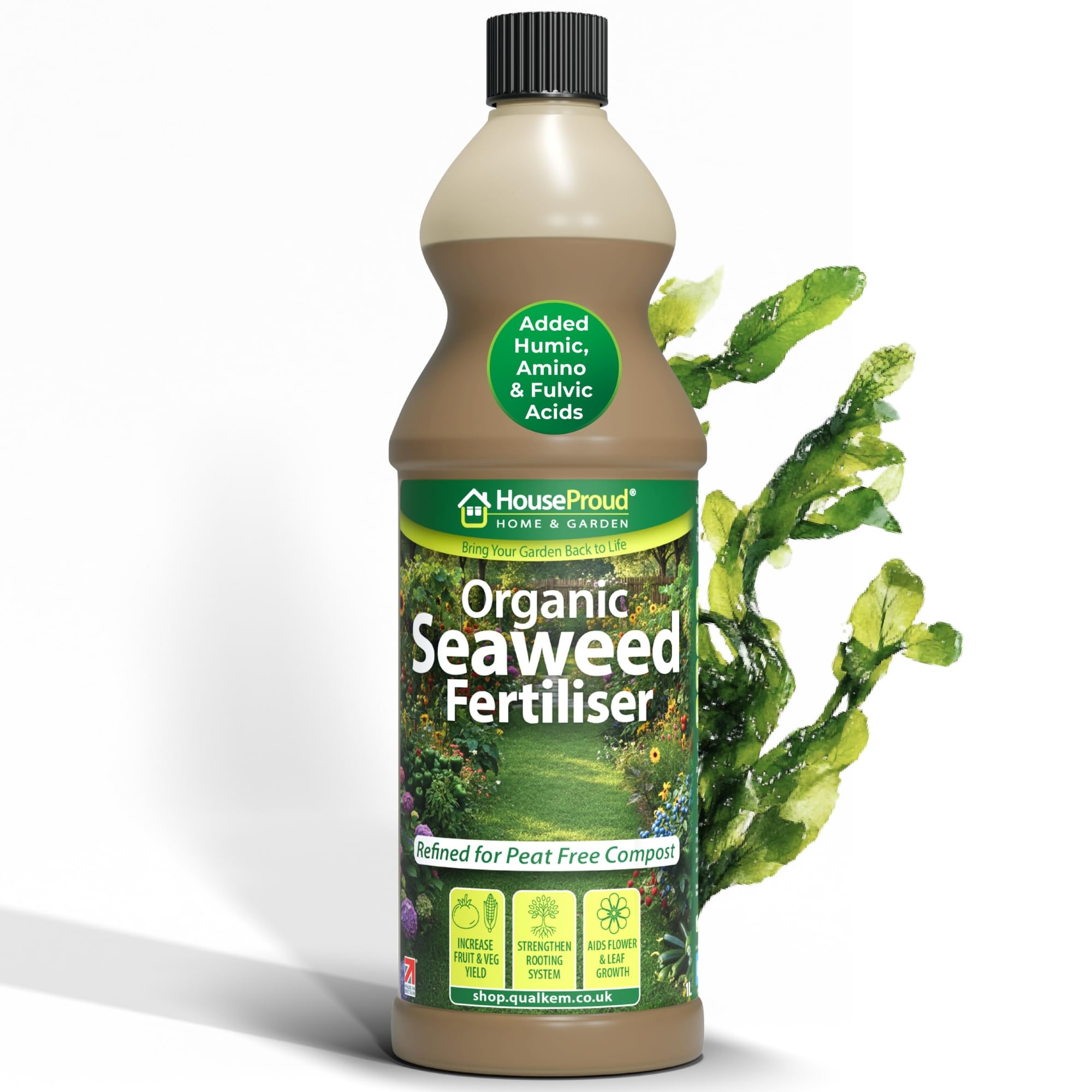Seaweed Fertiliser for Plants – Organic Liquid Feed for Indoor & Outdoor Use – Cold Pressed with Humic & Fulvic Acids – Boost Growth, Roots & Yield – Ideal for Peat Free Compost – HouseProud