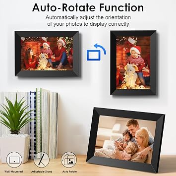 Digital Photo Frame WiFi 10.1 Inch, 1280 x 800 IPS LCD Touchscreen Smart Digital Picture Frame Built in 32GB Memory, Auto-Rotate Electronic Photo Frame, Share Photos/Videos via Frameo (Black)
