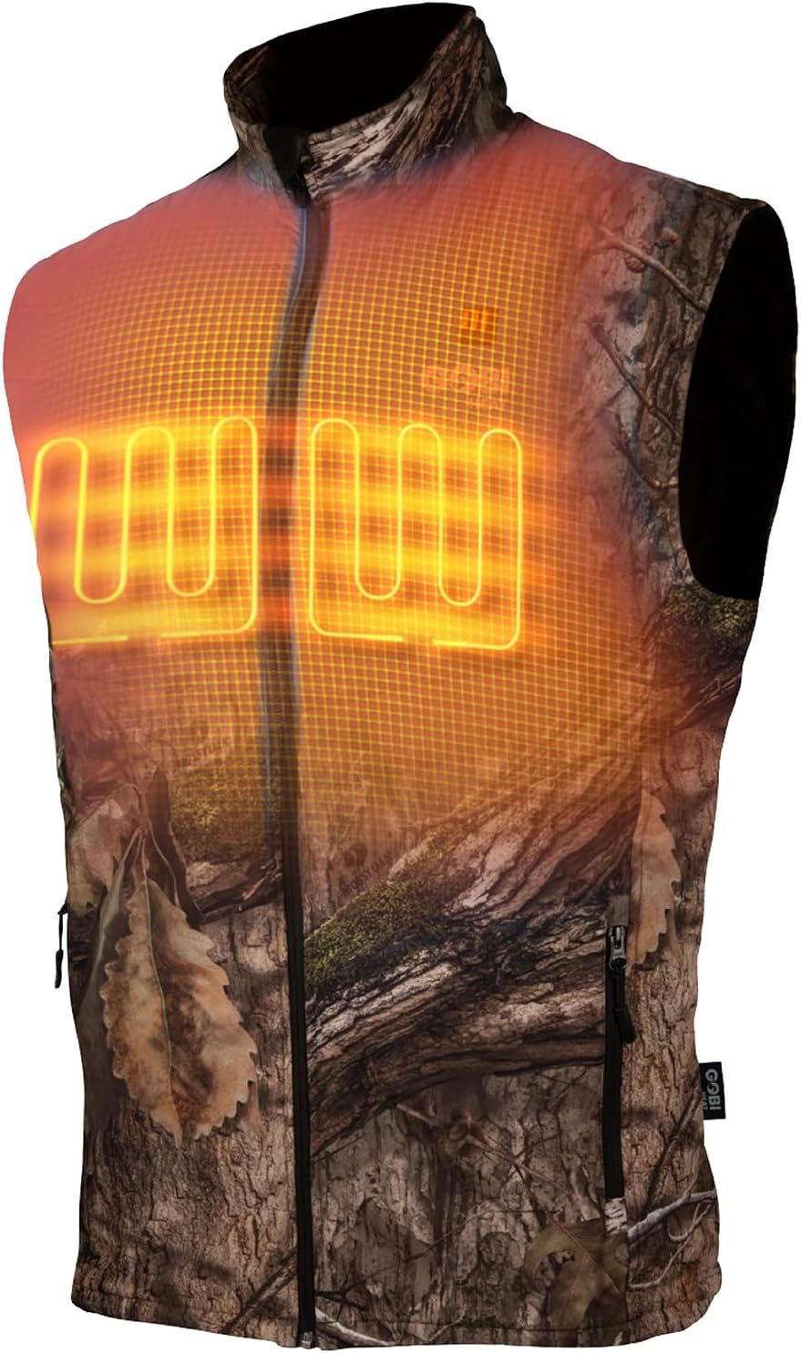 Colorado Men's Camo Heated Vest - 10 Hours of Heat | 3 Heat Settings| Battery and Charging Cable Included