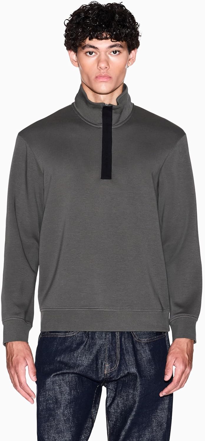 Armani Exchange Men's Quarter Zip Logo Tape Sweatshirt