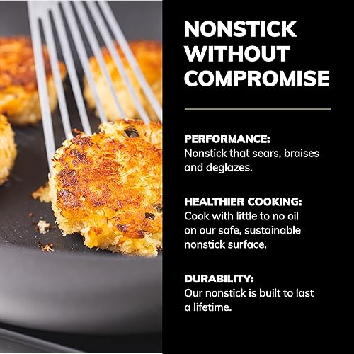 Miniatura 3 de Scanpan Juego de sartenes profesionales, incluye sartenes de 9.5 y 11 pulgadas, utensilios de cocina antiadherentes fáciles de usar, aptos para