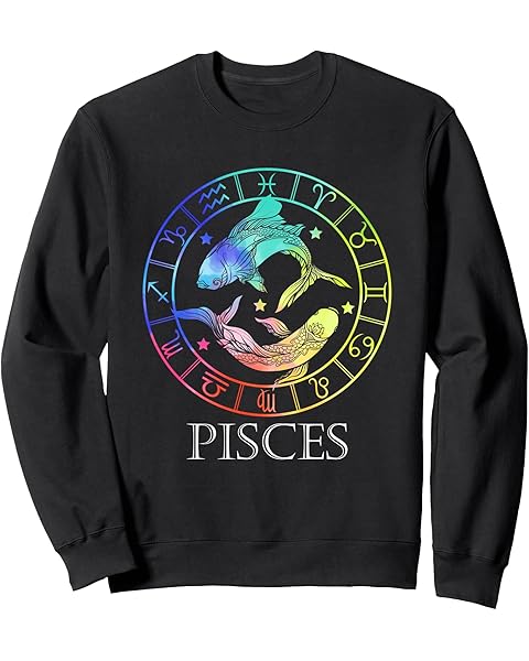 Pisces Zodiac Pisces Horoscope Astrological Unisex-Adult Sweatshirt - Black, Small