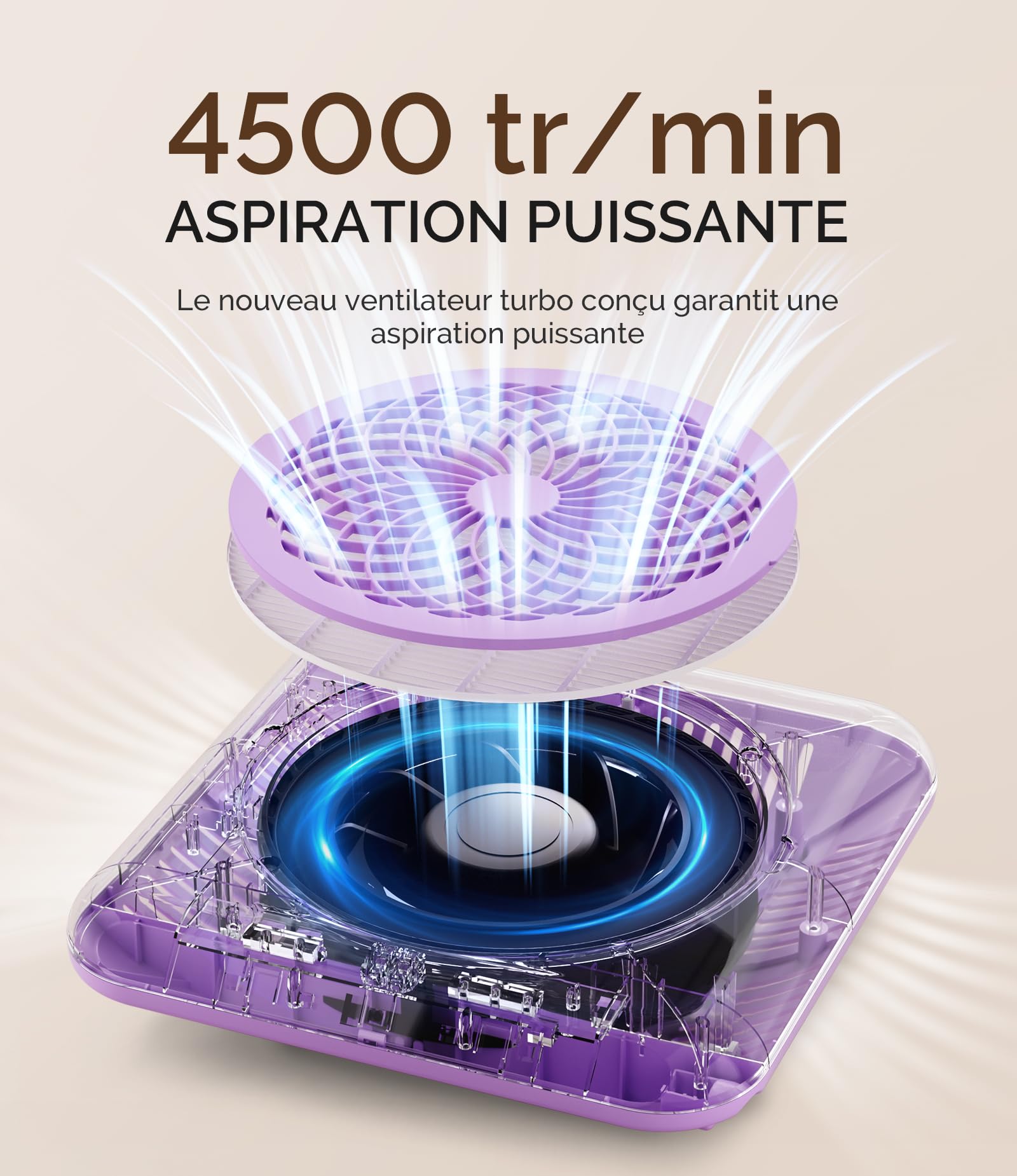 MelodySusie Aspirateur Ongles Professionnel avec Filtre Réutilisable, SProF Collecteur de Poussière d'Ongles, Aspirateur de Table Puissant pour la Manucure au Salon ou à la Maison, Violet
