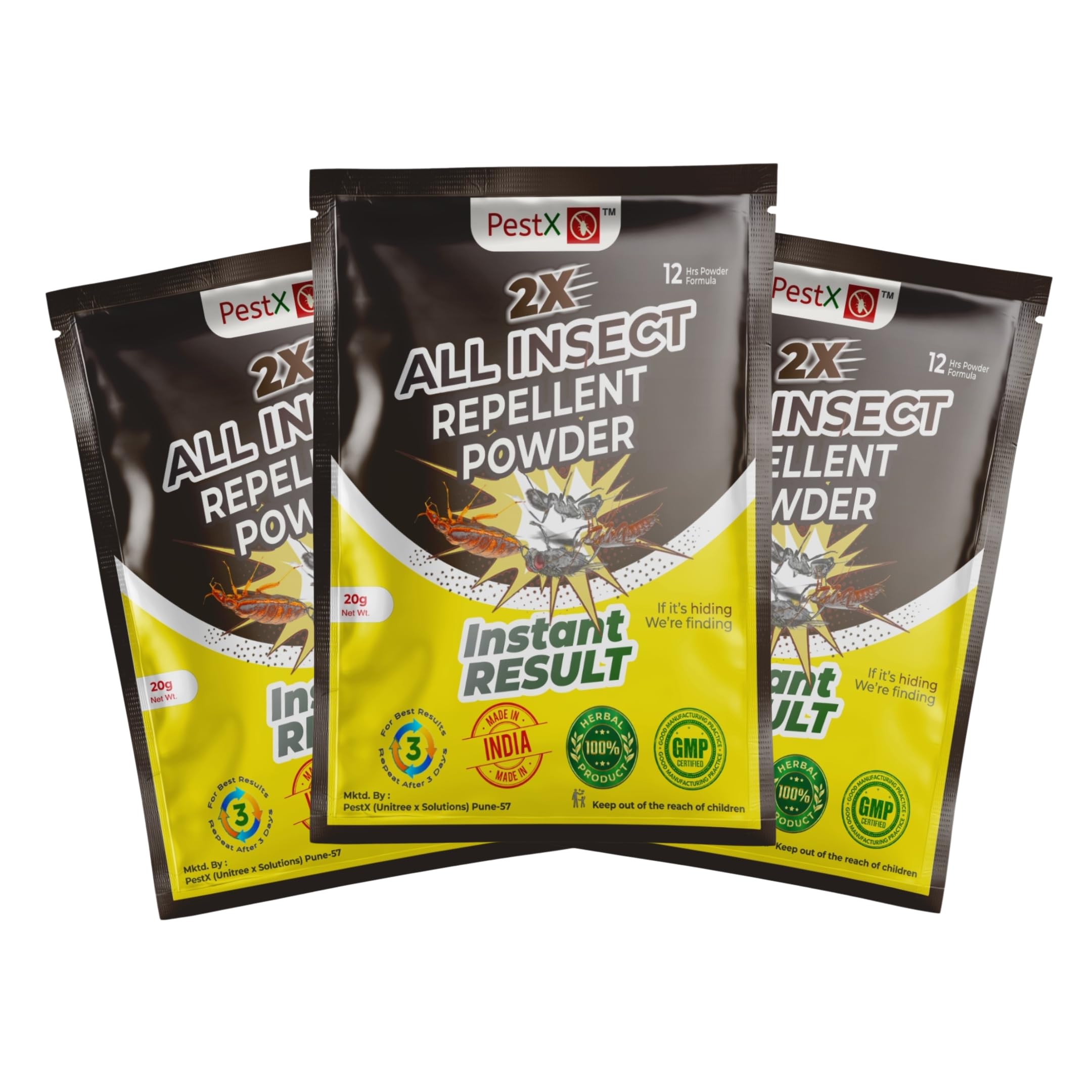 Herbal All Insect Repellent Powder | Mix with Water & Spray Formula | 12 Hours Long-Lasting Protection | Natural Home Care Solution for Indoor Use (2 BHK Pack)-image-44