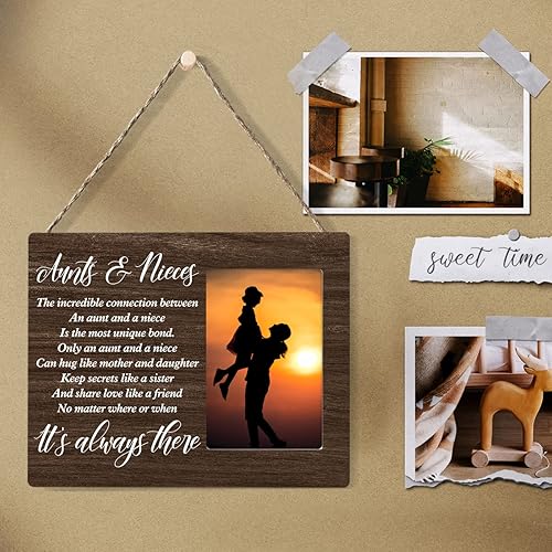 Miniatura 4 de Marco de fotos de madera para tías y sobrinas, marco de fotos de madera para mesa o pared (para fotos de 4 x 6 pulgadas)