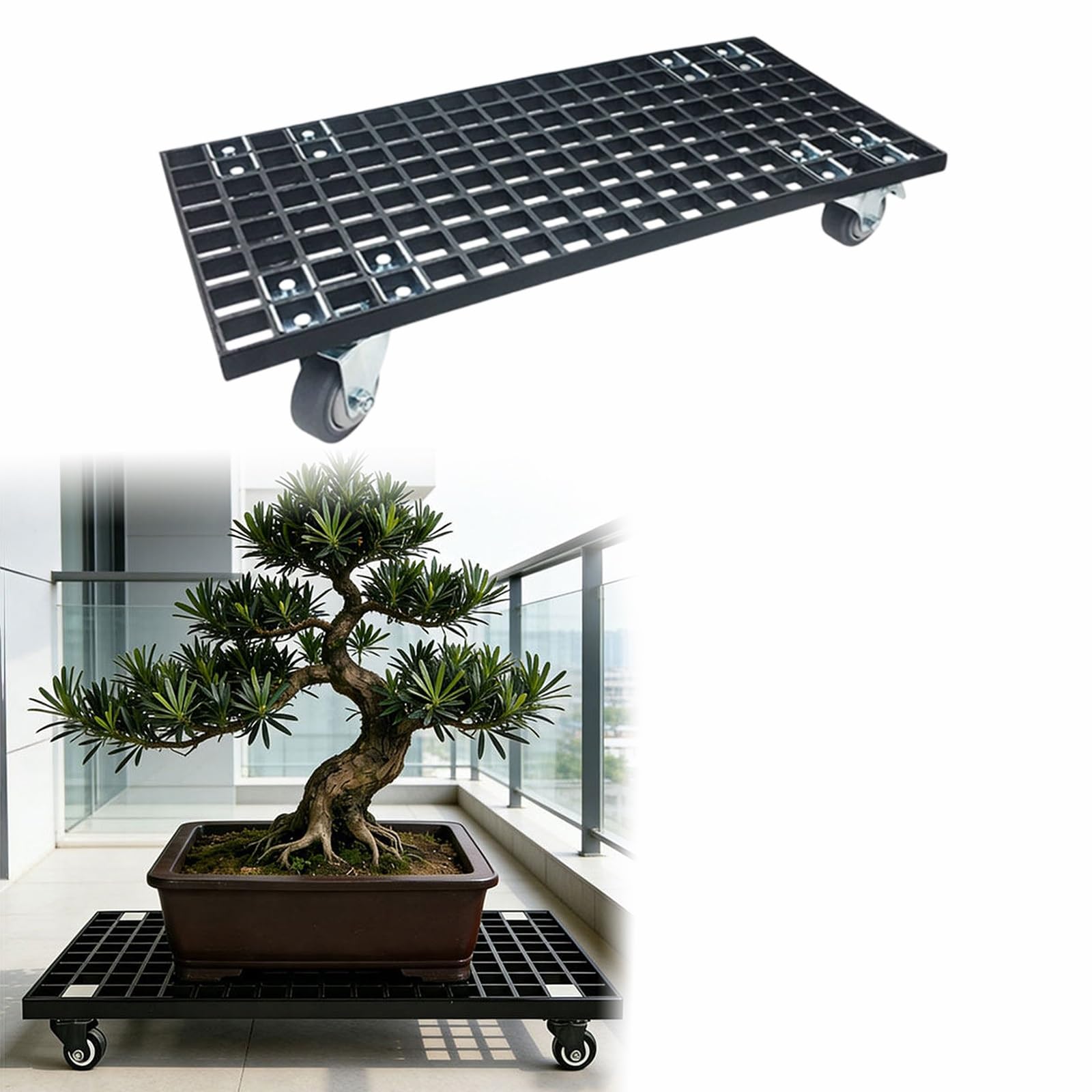 Support à plantes en métal robuste sur roulettes à freins charge 440-992 LB