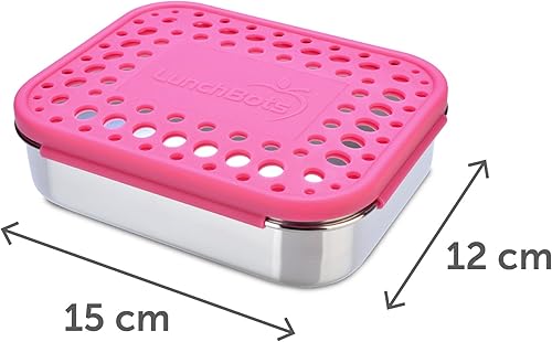 Miniatura 2 de LunchBots Medium Trio II - Recipiente de aperitivos de acero inoxidable dividido, tres secciones para aperitivos sobre la marcha, ecológico, apto