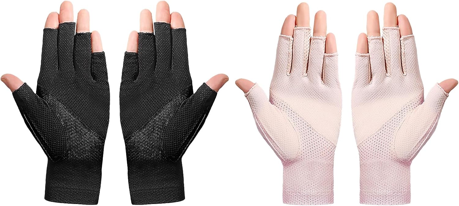 Starsouce 2-Pack Fingerless Cycling Gloves, Breathable Driving Bike Gloves Sun Protection Half Finger Touchscreen Non Slip