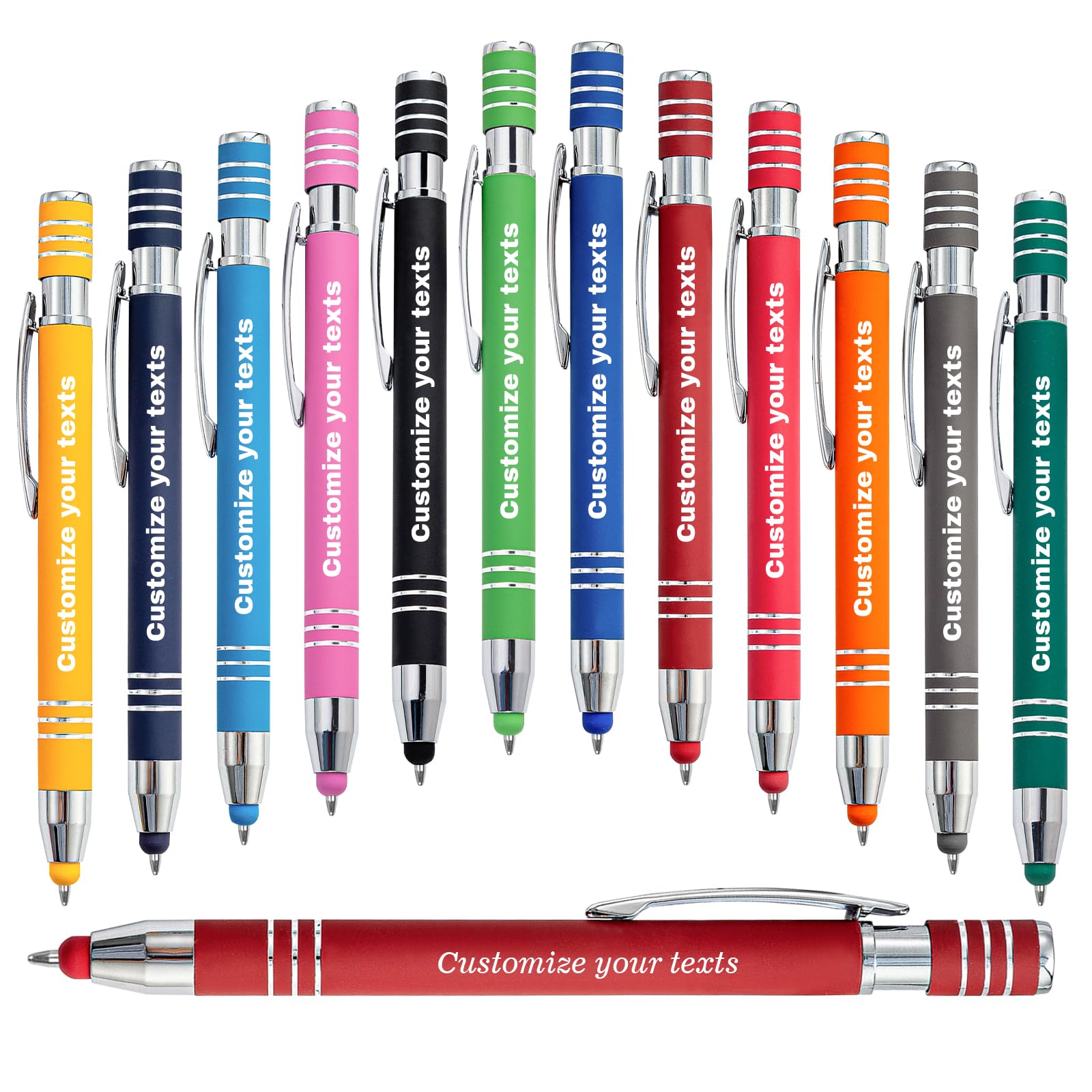 Bolígrafo personalizado 2 en 1, hasta 1000 bolígrafos personalizados a granel para escribir su nombre, texto, mensaje Bolígrafo 2 en 1 para regalos de empresa, graduación, comunión