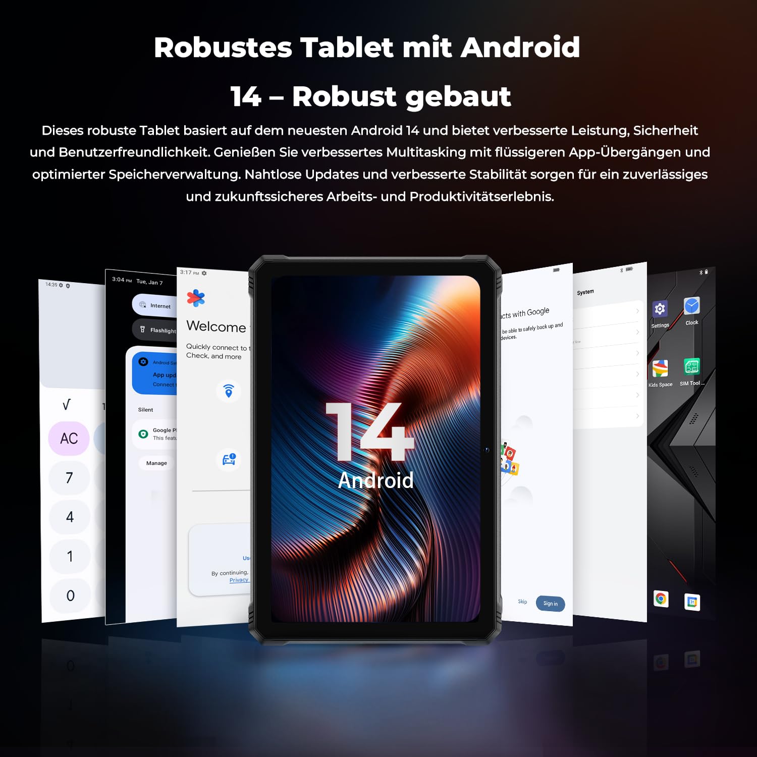 HOTWAV R9 Plus Outdoor Tablet Android 14, 11" 2K FHD+ Baustelle Tablets, Octa-Core 24GB+512GB+2TB TF Tablet Wasserdicht, 20080mAh 20W Schnellladung, 64MP+16MP/IP68/IP69K/Dual SIM 4G/5G WiFi/GPS/OTG