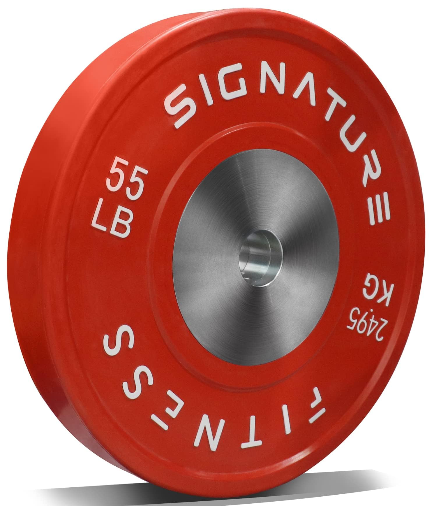 2" Olympic Competition Bumper Plate with Steel Hub for Strength Training and Powerlifting - Minimal Bounce, 55LBS Single