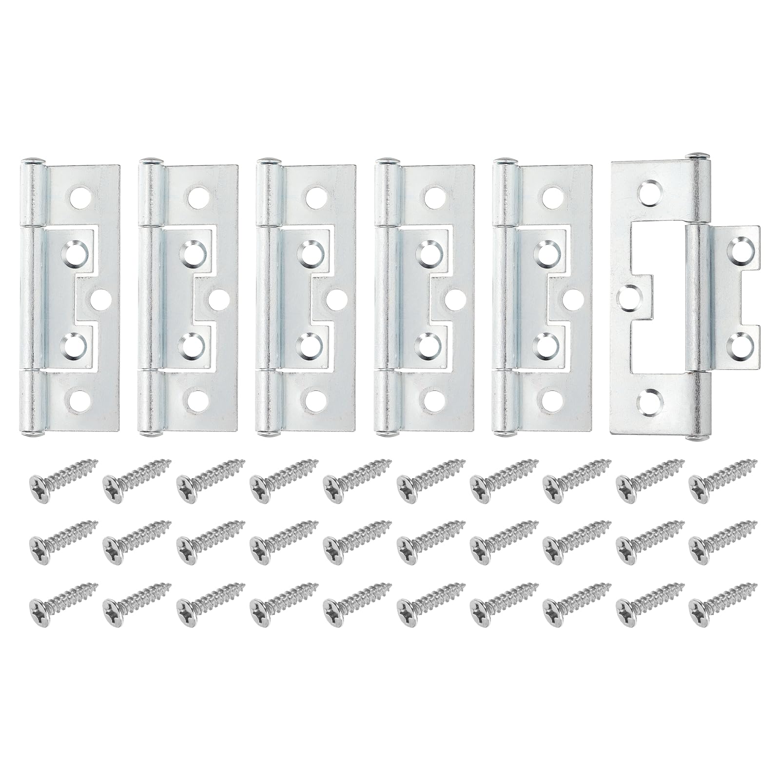 sourcing map 6Pcs 6.5 x 3.5cm Non Mortise Butterfly Hinge Zinc White โ image 1