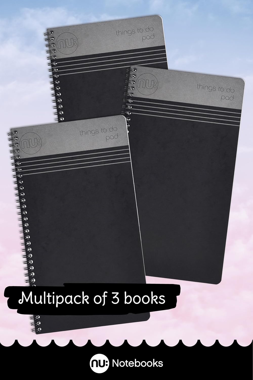 nu: CLOUD THINGS TO DO PAD - BLACK - MULTIPACK OF 3