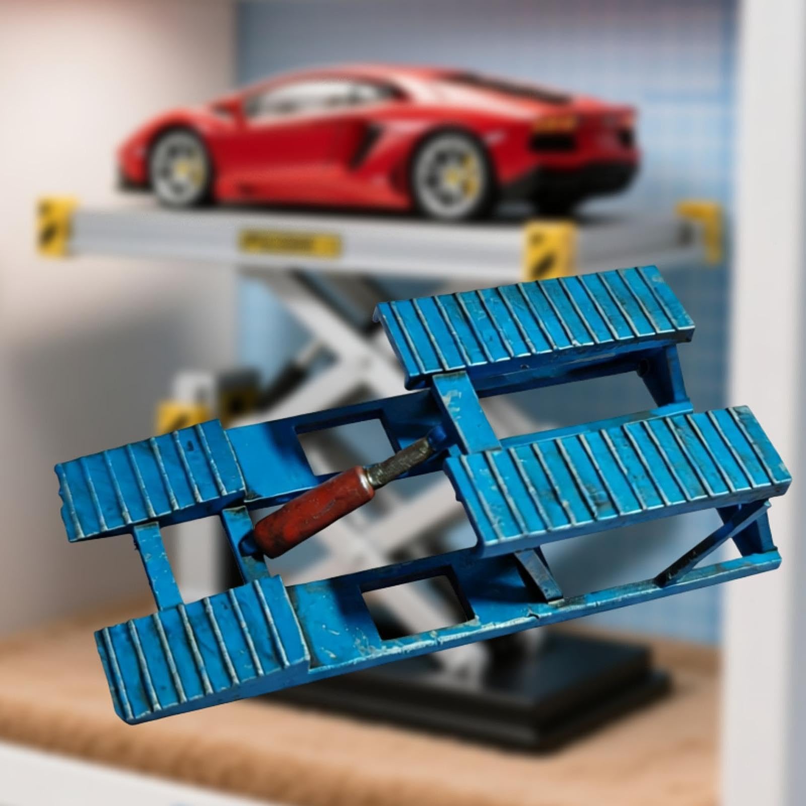 Modellino di Ascensore in Miniatura, 1:64, Collezione Decorativa, Simulazione di Manutenzione del Veicolo per Officina, Bambini, Blu Vecchio