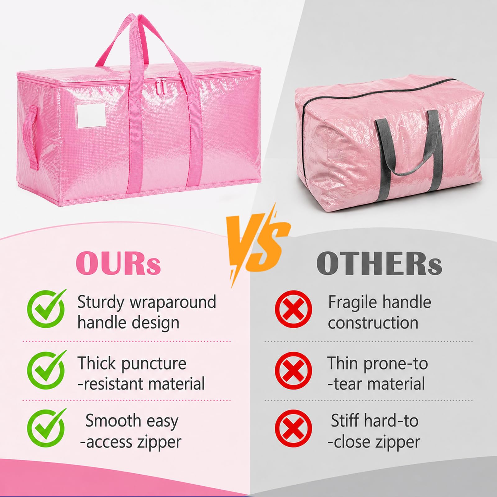 Songrey Extra Large Heavy Duty Moving Bags, 4 Pack, Pink view 4