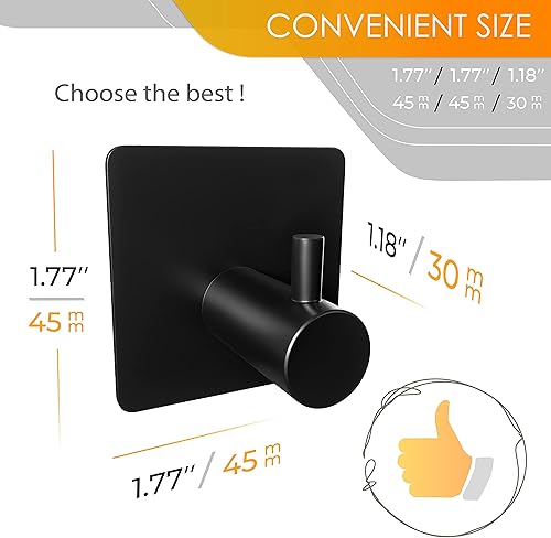 Miniatura 3 de SAYONEYES Ganchos autoadhesivos para toallas de baño, color negro mate, para montar en la puerta de baño, tiras fuertes de acero inoxidable SUS304