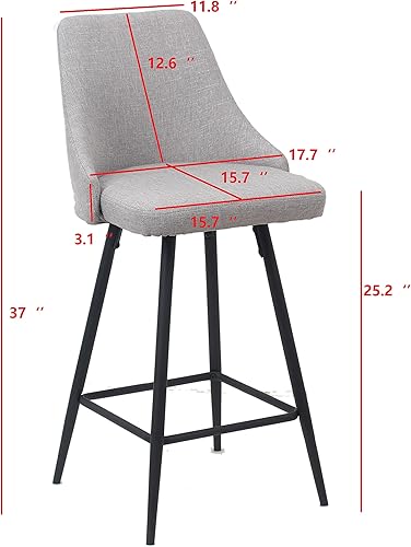 Miniatura 43 de BTEXPERT Juego de 2 sillas de bar de comedor tapizadas, reposapiés, taburetes de bar de altura de mostrador de respaldo alto, marco dorado de Marco