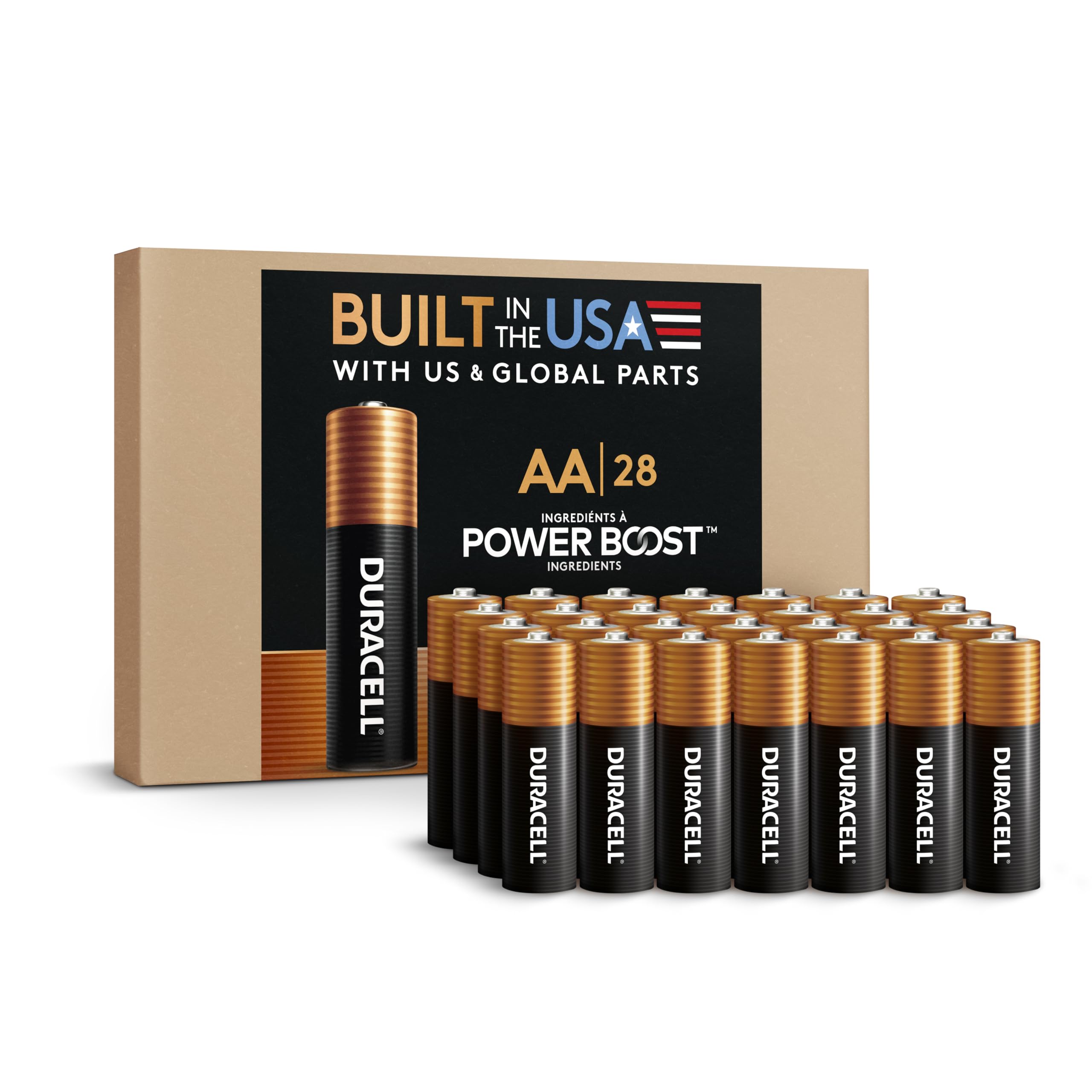 Duracell Coppertop AA Alkaline Batteries with POWER BOOST Ingredients, 28 Count (Pack of 1), Long-Lasting Alkaline, Re-closable for Quick Access and Organized Storage