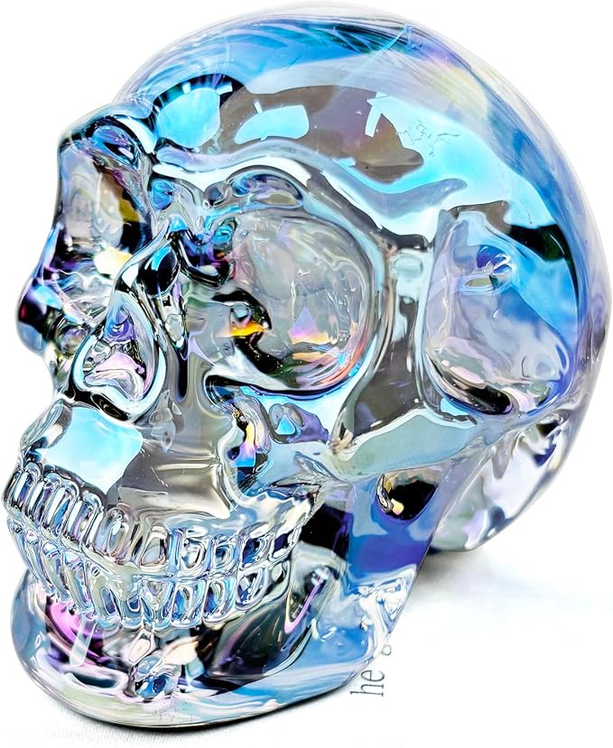 Crystal Skull Head Statue K9 Glass Skull Figurine Collectible Home Decor