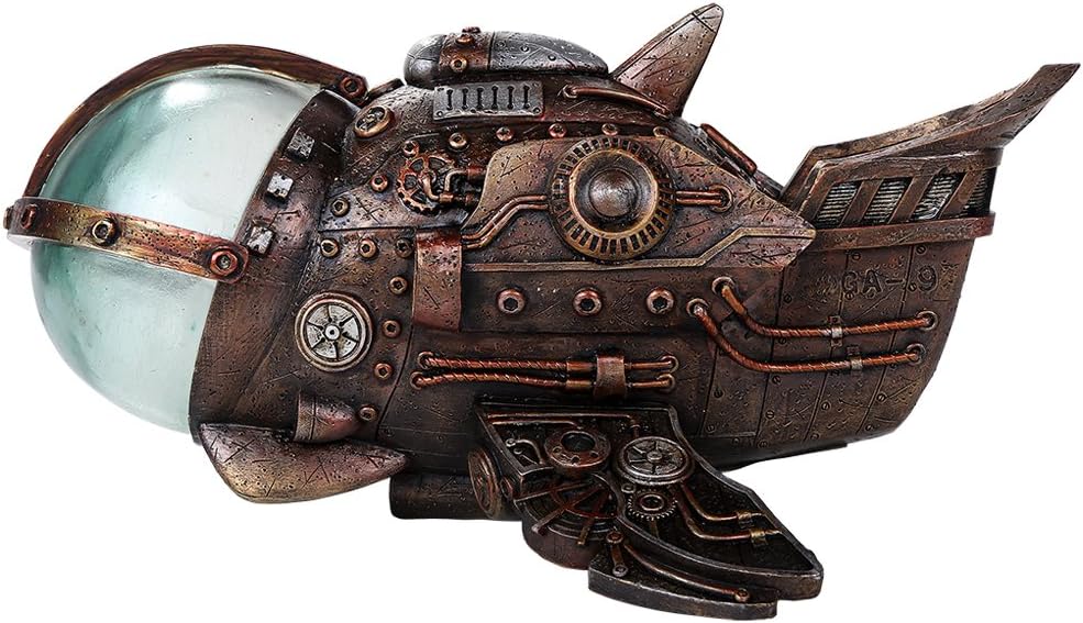 Steampunk Universe Space Exploration Spaceship Collectible Sci Fi Fantasy Figurine with Color Changing LED Lights Battery Operated 9.5 Inches Long