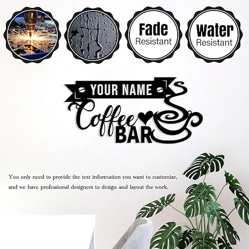 Miniatura 8 de Letrero de metal de café, nombre personalizado de la barra de café, decoración de arte de pared, decoración de pared de cocina