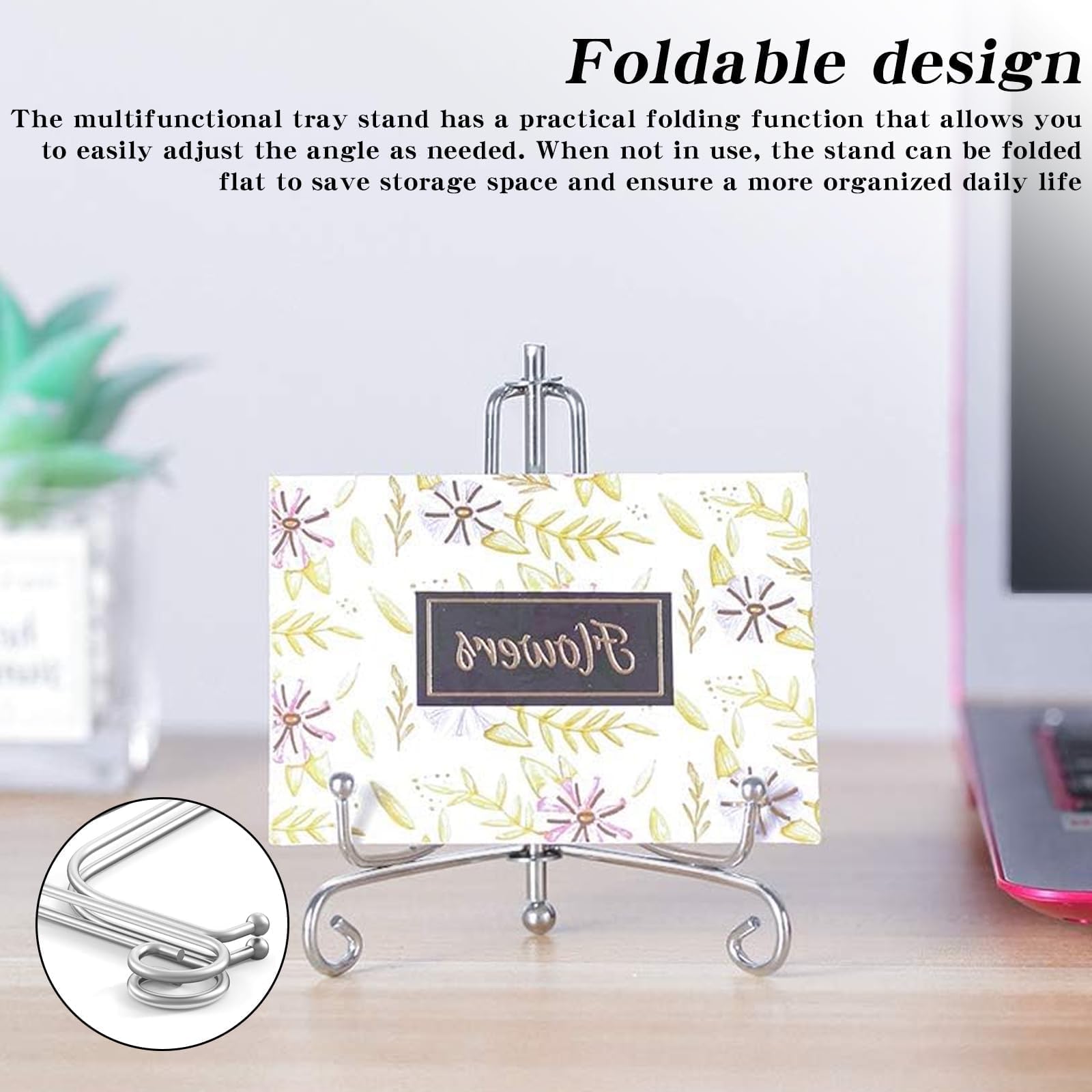 TIANLIN Soporte Platos Decorativos, 4 Piezas Soporte Fotos, 4 Pulgadas Caballete Para Fotos, Color Plateado, Para Colocar Pasteles De Té, Marcos De Fotos Pequeños Y Recetarios