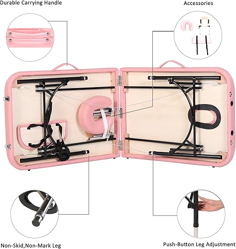 Miniatura 3 de Artechworks Mesa de masaje portátil ligera de 28 pulgadas de ancho, cama de tatuaje con patas de aluminio (cojín de espuma de 2.56 pulgadas de