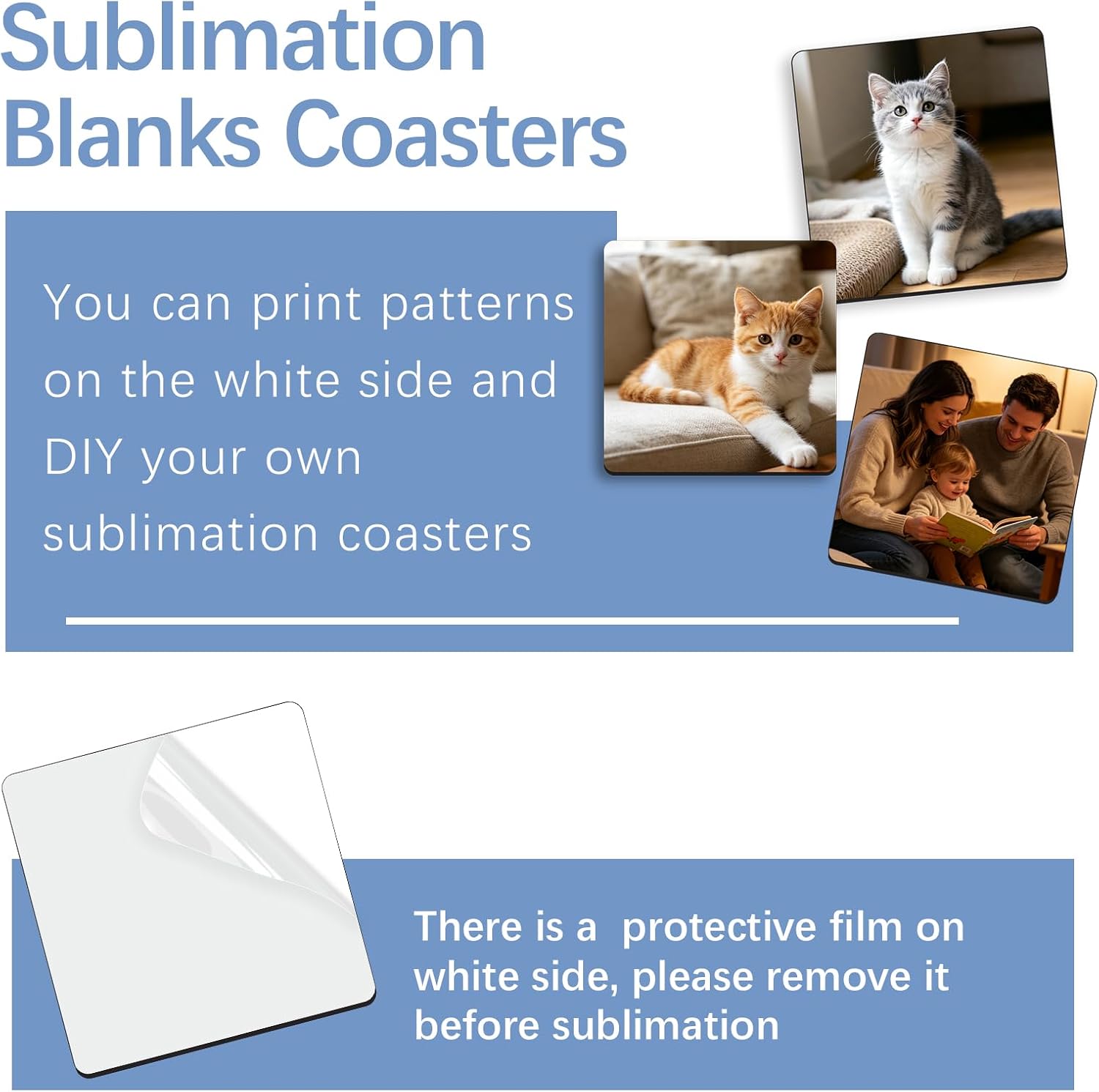 12pcs Sublimation Square Coaster Blanks Bulk with Cork Back MDF Heat Transfer Wood Cork Coasters Product Blank Iteam 3.86x3.86 Inch