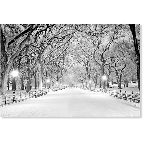 SEVEN WALL ARTS Winter Canvas Wall Art: Tranquil Snowy Central Park Landscape