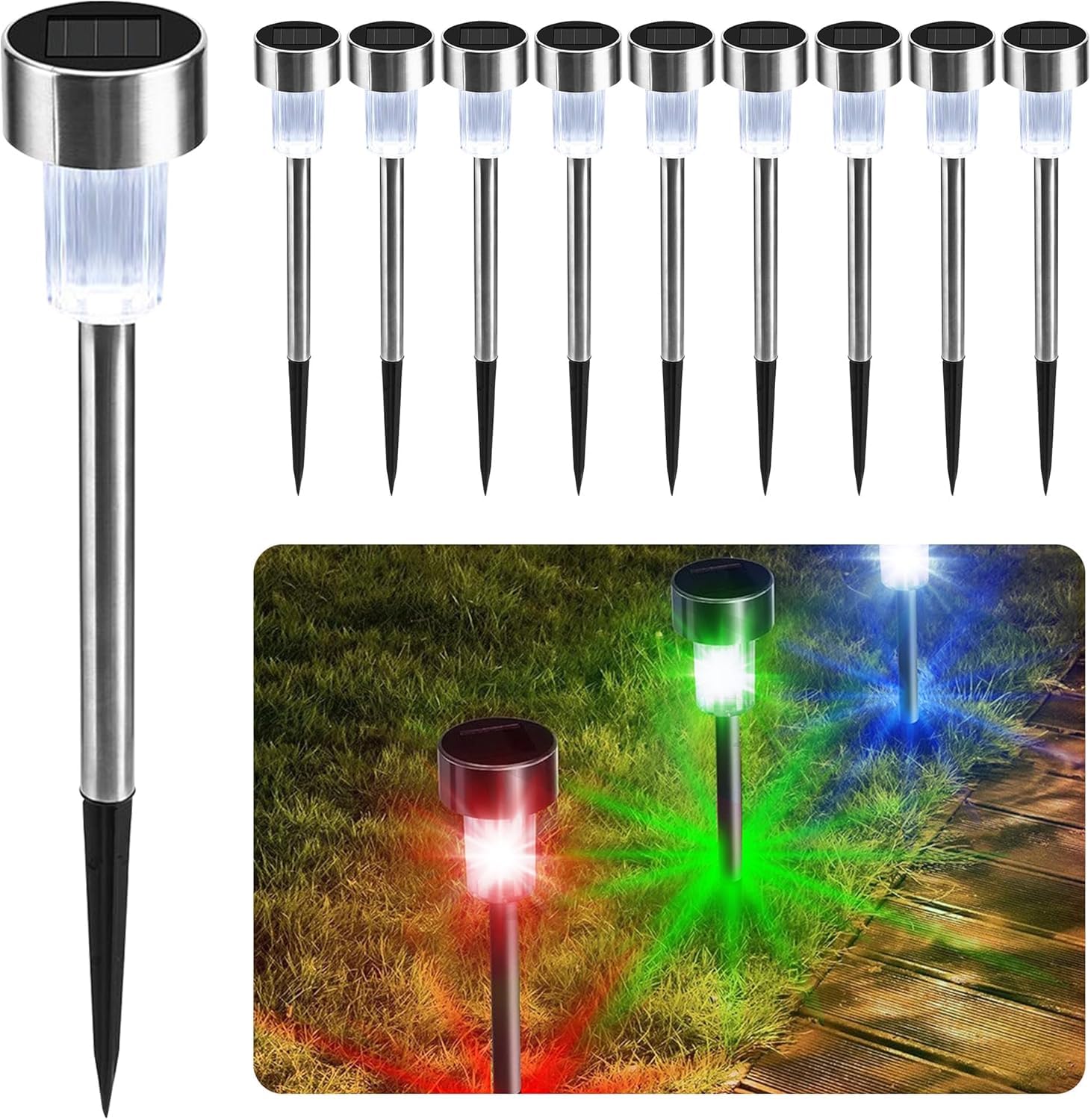 cuqoo lot 10 lampes solaires jardin led