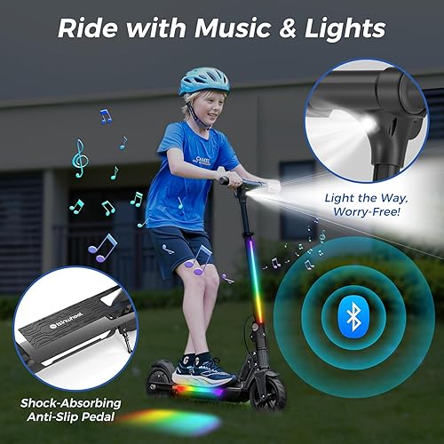 Miniatura 6 de ISINWHEEL S7 - Patinete eléctrico para niños de 8 a 14 años, 250W plegable y 3 alturas ajustables con 3 velocidades (4812 kmh), control de crucero,