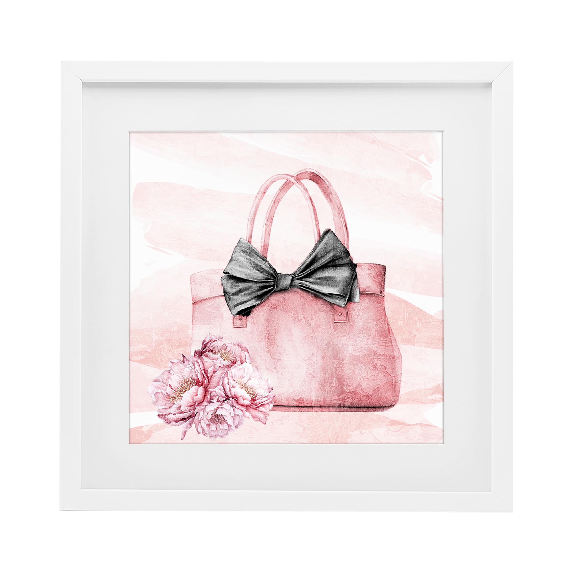 Stupell Industries 'Blush Glam Time Bag', Framed Print Under Glass, White, 13 x 13 Inches, Easy to Hang and Sturdy, Made in USA, by Kim Allen