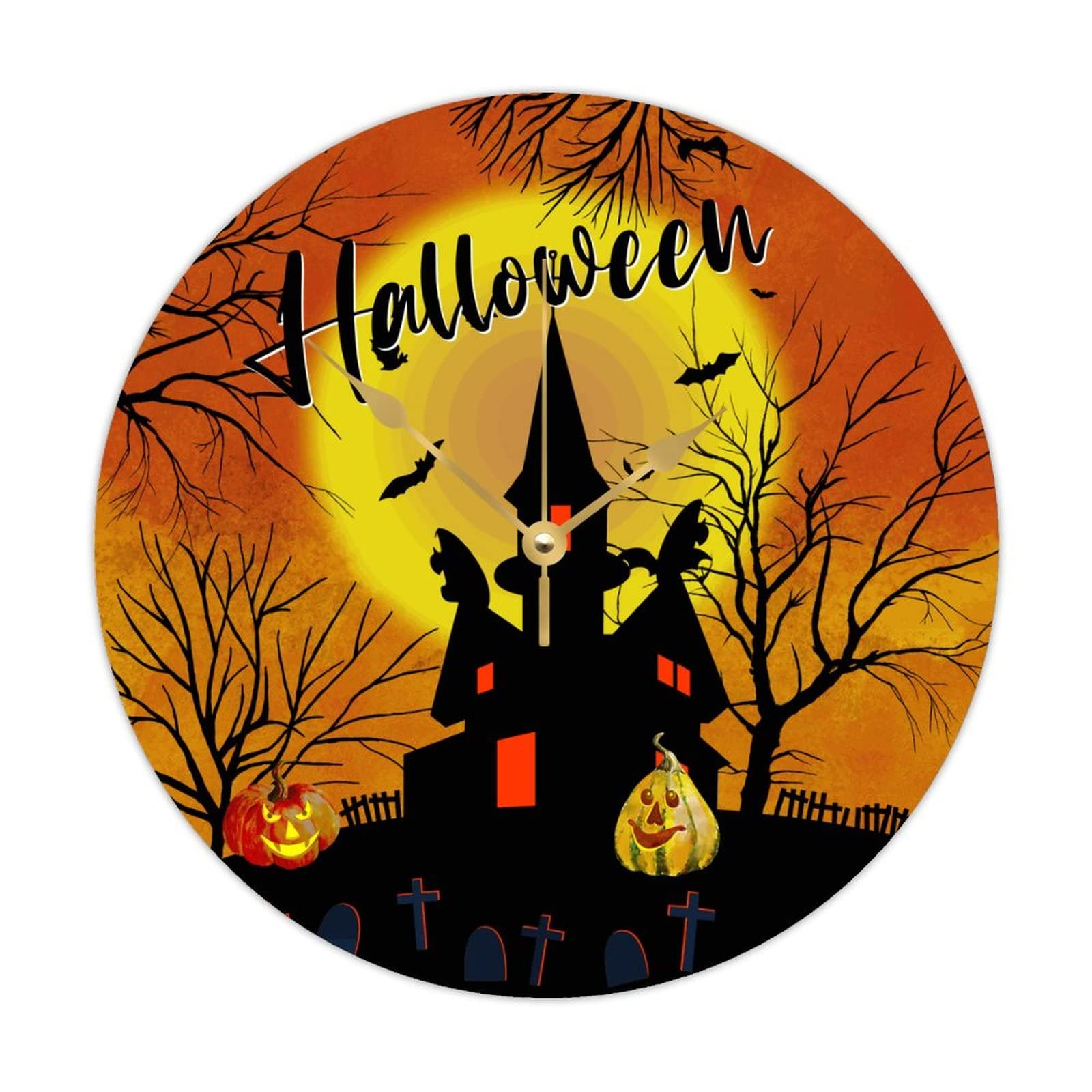 Horloge ronde en bois Halloween pour une ambiance de cuisine chaleureuse