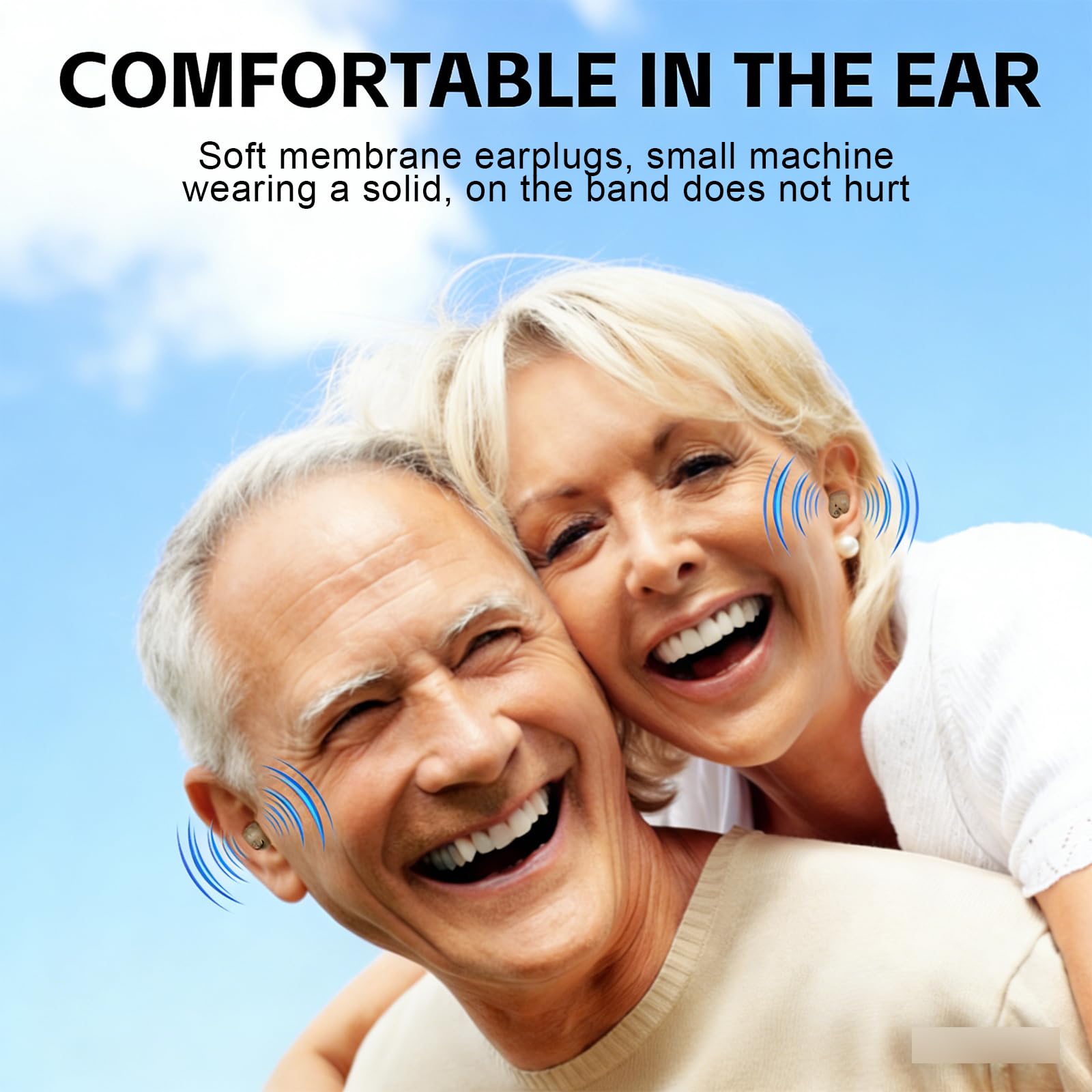Mini dispositivo audio invisibile per adulti e anziani, dispositivo audio ricaricabile con custodia di ricarica, design invisibile in-ear, potenziatore vocale, vestibilità comoda (bianco)
